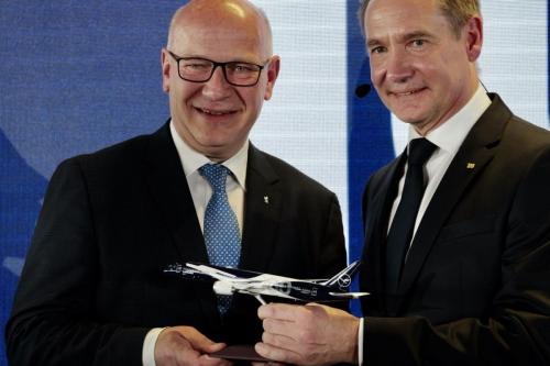 Kai Wegner & CEO Jens Ritter Lufthansa, Termin 100 Jahre Lufthansa-BER © Stefan Bartusch