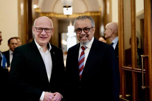 Der Generaldirektor der Weltgesundheitsorganisation (WHO) Dr. Tedros Adhanom Ghebreyesus - Berliner Bürgermeister Kai Wegner© Stefan Bartusch